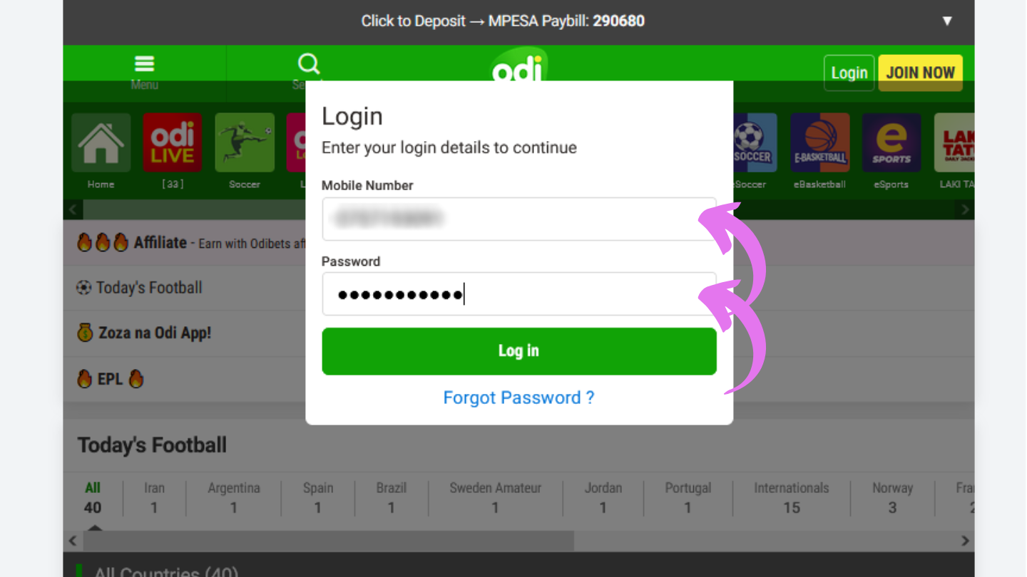 odibet login app download free